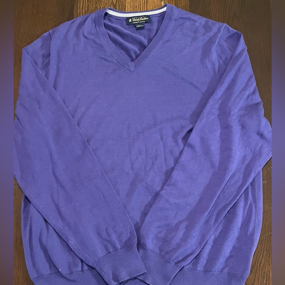 Brooks Brothers Men's V-Neck Sweater in Rich Purple 100% Supima Cotton